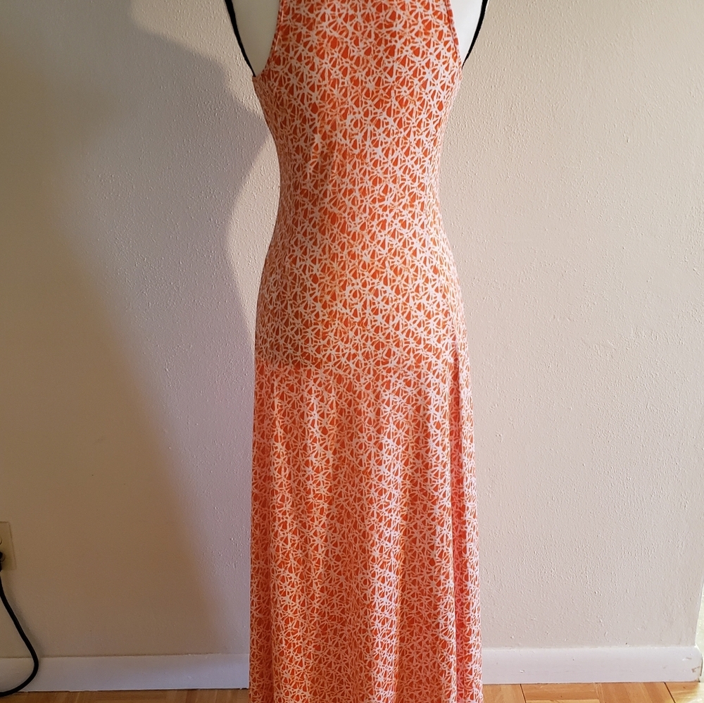 Michael Kors Org/Wht Geometric Print Maxi Dress - Picture 2 of 6